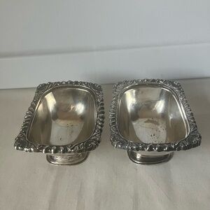 EG Webster & Son Antique Silver Plate Pair Two 2 Salt Cellar